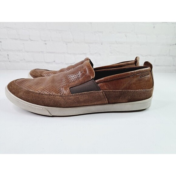 ECCO Slip On Loafers Brown Suede Leather Danish Design Sneakers Mens Size 12 - Picture 3 of 7